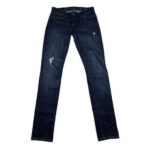 Vintage Levis Capital E Skimmer Jeans W28 Dark Wash Distressed Big E Made in USA